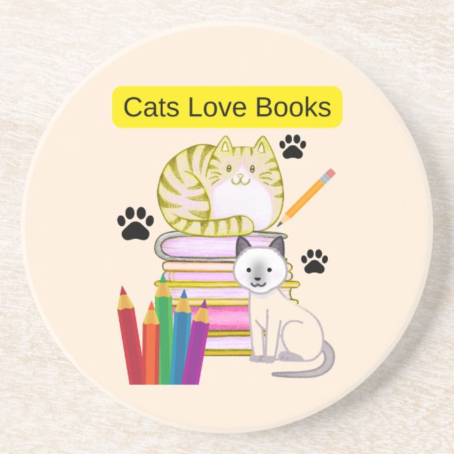 Porta-copos Gato Ama Livros (Frente)