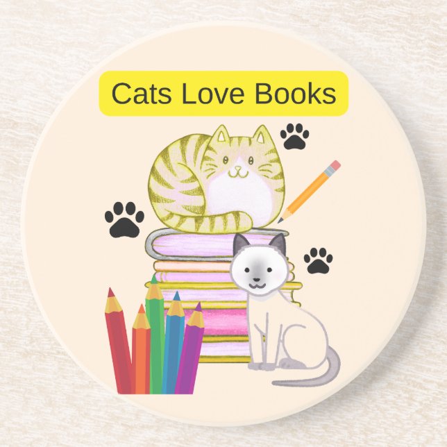 Porta-copos Gato Ama Livros (Frente)