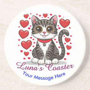 Porta-copos Gato com Símbolos de Amor Clipart-85245