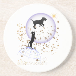 Porta-copos Gato curioso e cão correndo