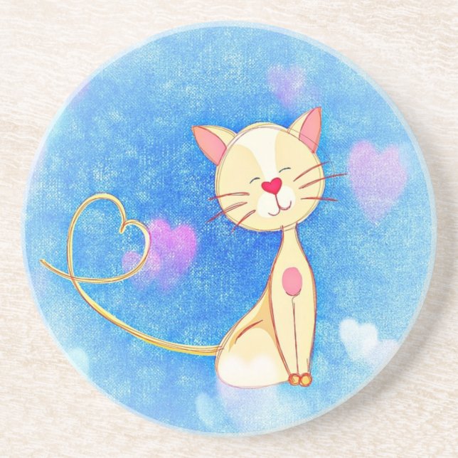 Porta-copos Gato de Amor Bonito (Frente)