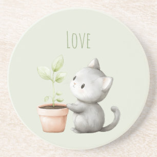 Porta-copos Gato de Jardim com amor às Plantas