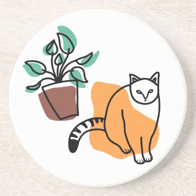Porta-copos Gato e planta (Frente)