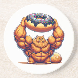 Porta-copos Gato Musculoso Levantando Donut