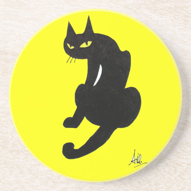 Porta-copos GATO PRETO, amarelo (Frente)
