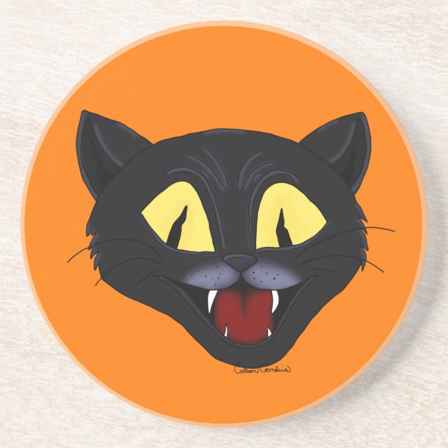 Porta-copos Gato Preto do Halloween (Frente)