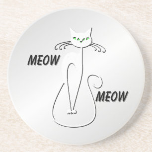 Porta-copos Gato preto sinuoso Meow Meow Olhos verdes sobre pr