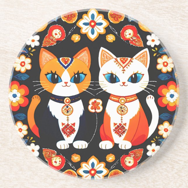 Porta-copos Gatos Bonitos Dois (Frente)