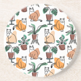 Porta-copos Gatos e flores para desenho de linhagens