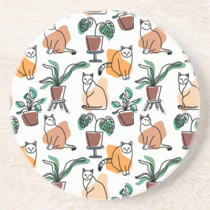 Porta-copos Gatos e flores para desenho de linhagens
