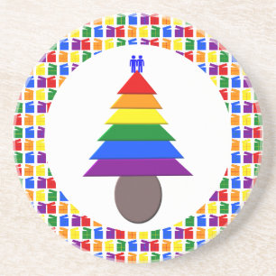 Porta-copos Gay Men Rainbow Christmas Tree and Presents