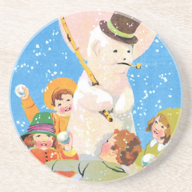 Porta-copos Gelado o boneco de neve e as crianças (Frente)
