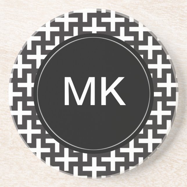 Porta-copos Geométrico preto e branco (Frente)