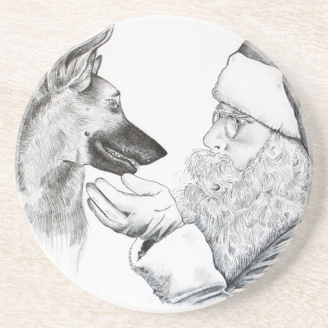 Porta-copos German shepherd e Papai Noel (Frente)