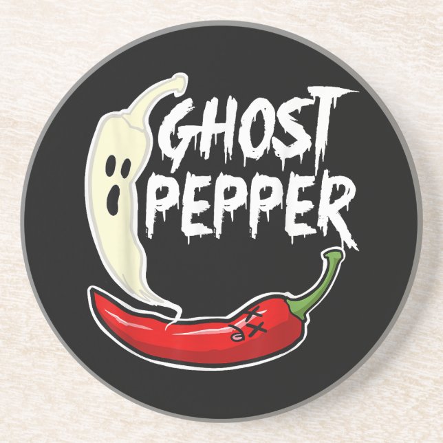 Porta-copos Ghost Pepper Funny Spicy Hot Halloween Peppe (Frente)