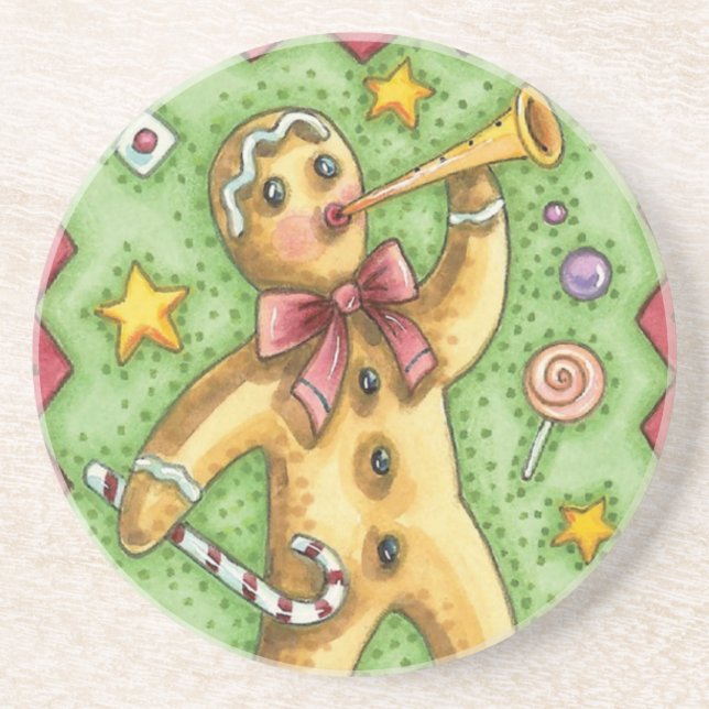 Porta-copos Gingercake Man Blown Horn, Candy de Natal (Frente)