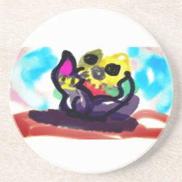 Porta-copos Girassóis e gato preto