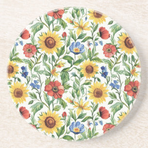 Porta-copos Girassóis Italianos Florais Azuis Vermelhos Amarel