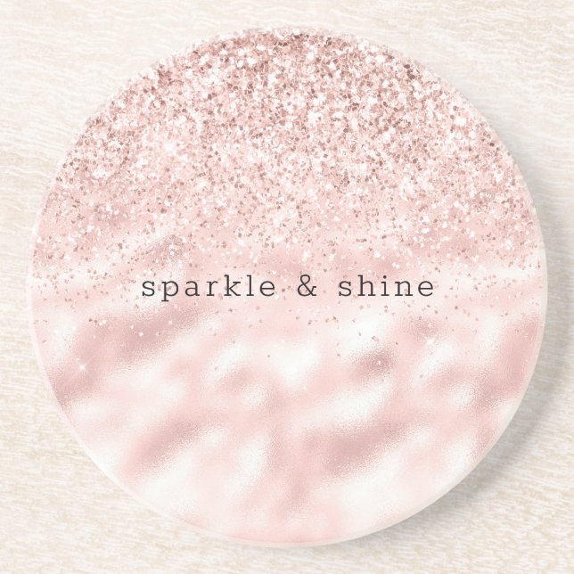 Porta-copos Girly Pink Sparkle Glitter personalizado (Frente)