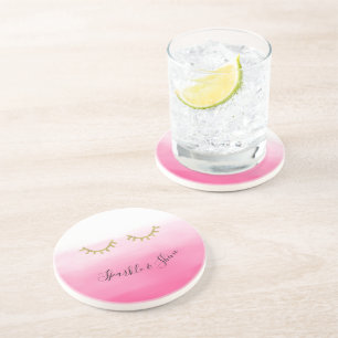 Porta-copos Glitter Eyelashes Dourado Rosa