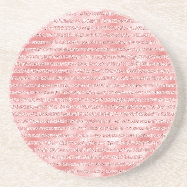 Porta-copos Glitter Girly Pink Melon Stripes (Frente)