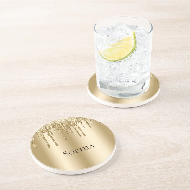 Porta-copos Glitzy Dourado Sparkle Glitter Drives (Lateral)