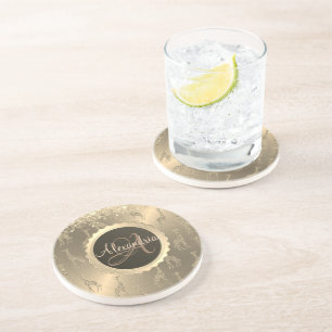 Porta-copos Glitzy Girafas em Monograma Dourado