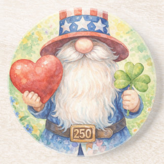 Porta-copos Gnome Patriótico do 250º Aniversário dos EUA Coraç