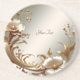 Porta-copos Gold Floral Sandstone Coaster