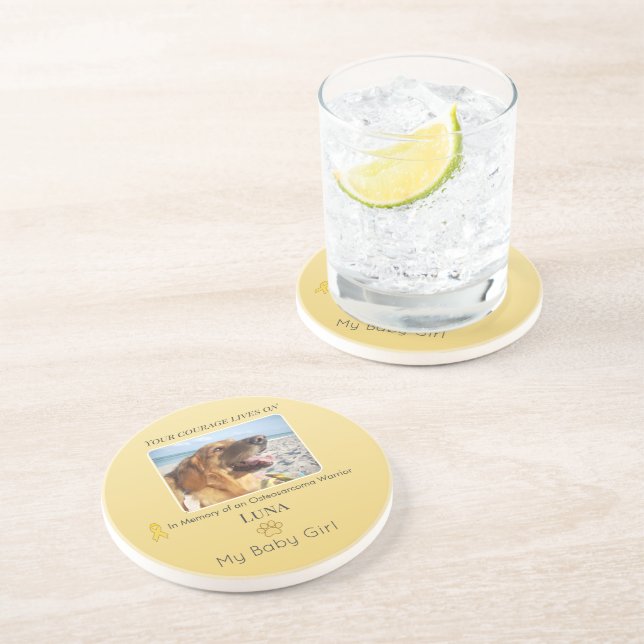 Porta-copos Golden Osteosarcoma Round Pet Tribute (Lateral)