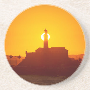 Porta-copos Golden Sunset Silhouette of Farol da Barra Salvado