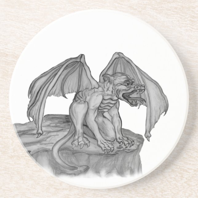 Porta-copos GOLEM - Gargoyle Design preto-e-branco (Frente)