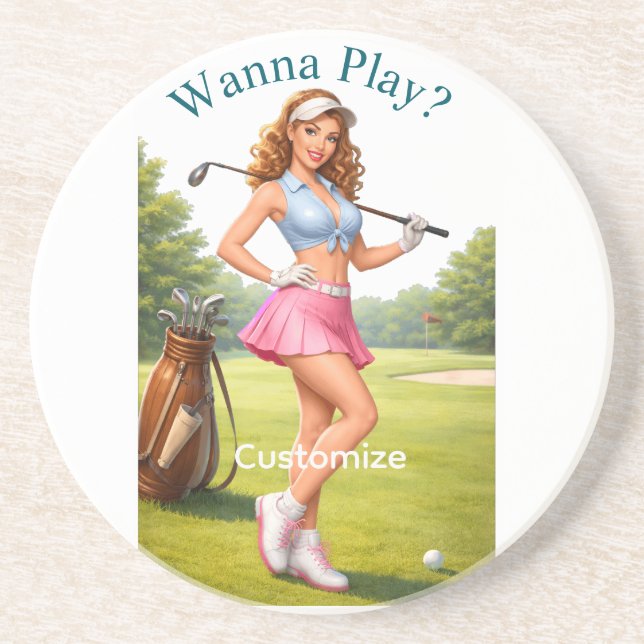 Porta-copos Golfista Feminina em Forma Thunder_Cove (Frente)