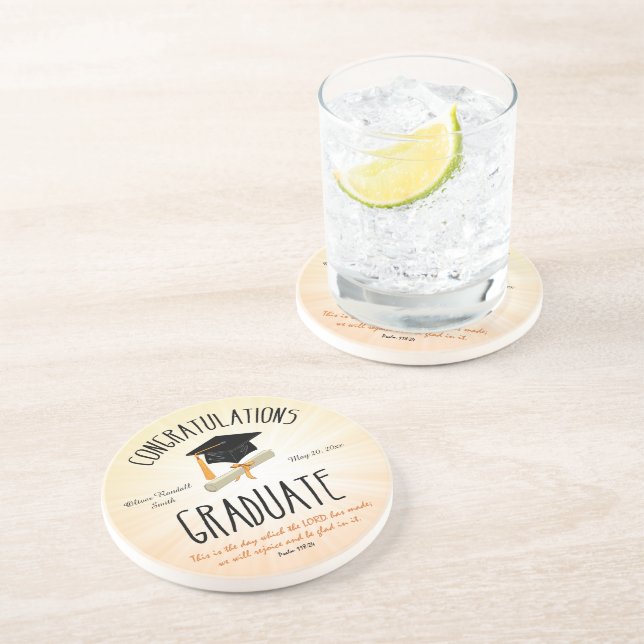 Porta-copos Graduação religiosa Dourada Starburst com Boné Neg (Lateral)