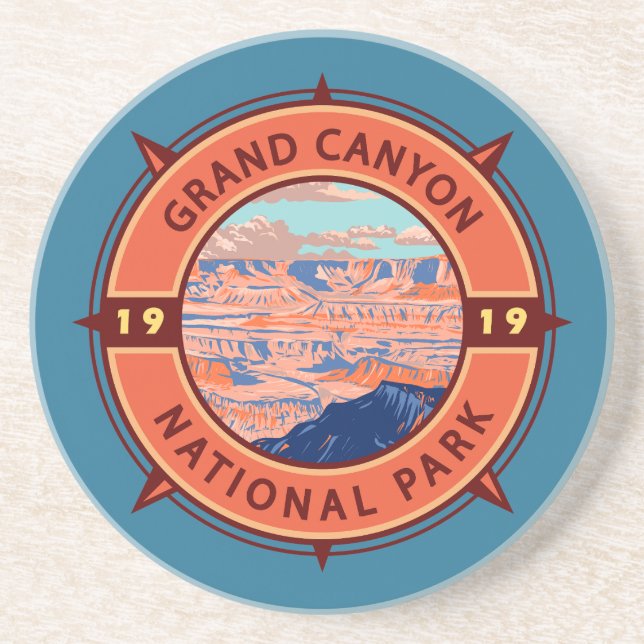 Porta-copos Grand Canyon National Park Retro Compass Emblem (Frente)