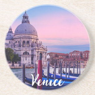 Porta-copos Grande Canal com gondolas e igreja em Veneza