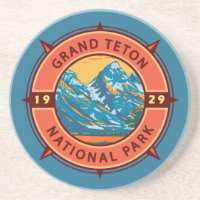 Grande Teton National Park Retro Compass Emblem