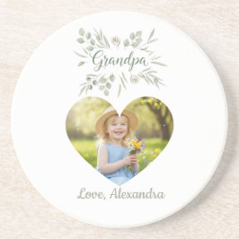 Porta-copos Grandpa Gift Coaster - Heart Photo & Eucalyptus