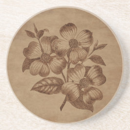 Porta-copos Gravação Floral no Papel Envelhecido