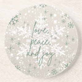 Porta-copos Green Beige Snowflakes Adoram Feriado de Joia da P
