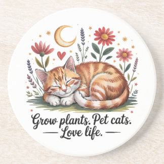 Porta-copos Grow Plants Pet Cats Love Life Cute Gardening