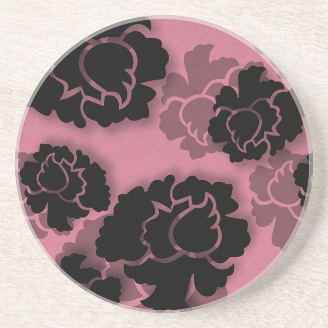 Porta copos Grungente de Decadência Floral, Rosa (Frente)