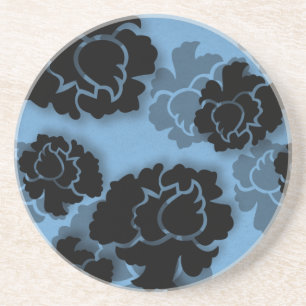 Porta copos Grungy Floral de Decadência, Azul