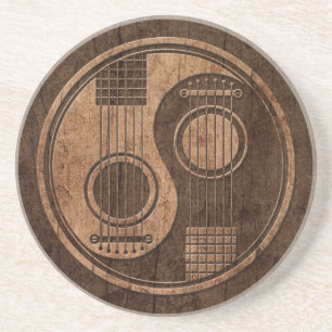 Porta-copos Guitarra acústicas Yin Yang com efeito de madeira