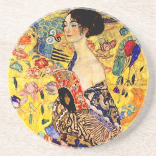 Porta-copos Gustav Klimt Lady com ventilador
