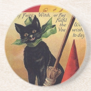 Porta-copos Halloween Vintage por Ellen Clapsaddle, Gato Preto