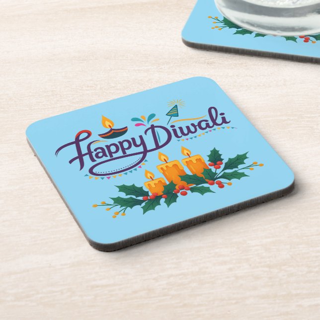 Porta copos Happy Diwali Set 6 pcs (Left Side)