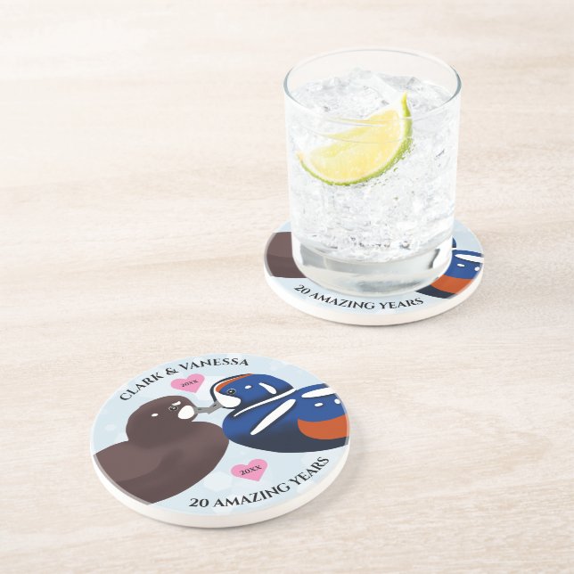 Porta-copos Harlequin Ducks Aves Aniversário A Qualquer Ano (Lateral)