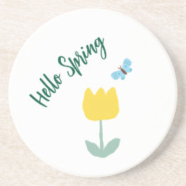 Porta-copos hello spiring tulip flowers butterfly