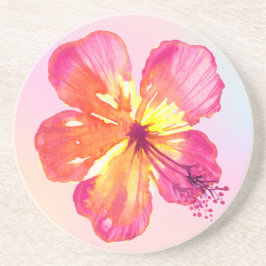 Porta-copos Hibisco Tropical em Floral Ombre Aquático Amarelo 